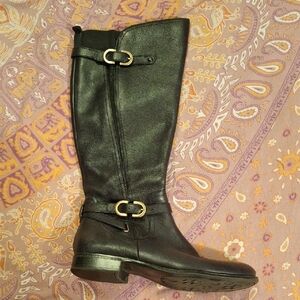 Naturalizer N5 Comfort Black Leather Knee-High Boots